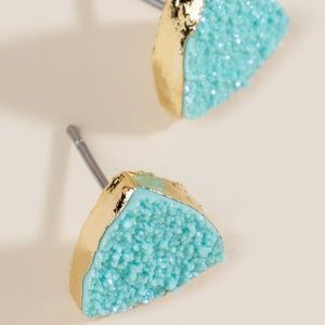 Francesca's Candice Druzy Triangle Studs - Mint.